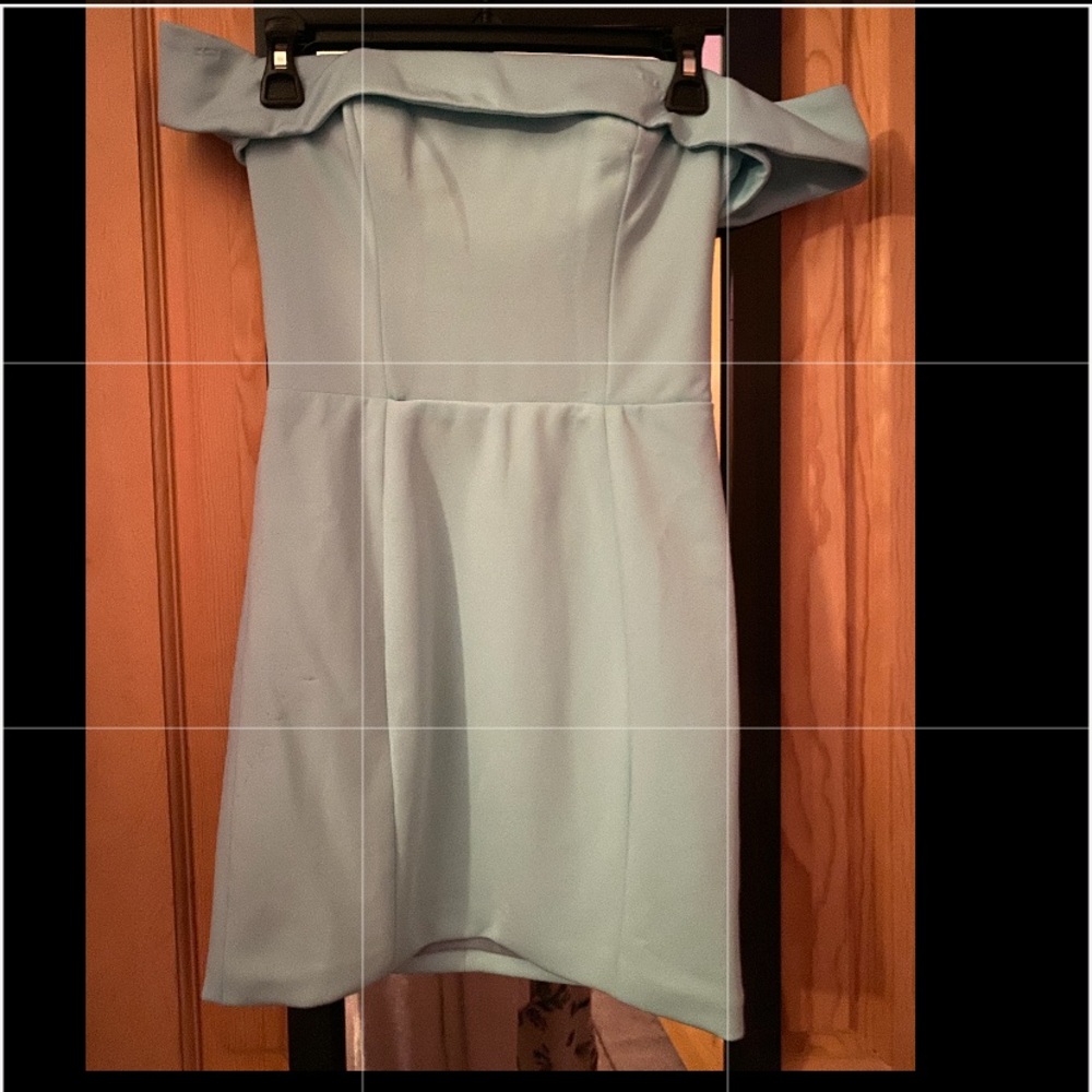 Kittenish Blue Off The Shoulder Dress